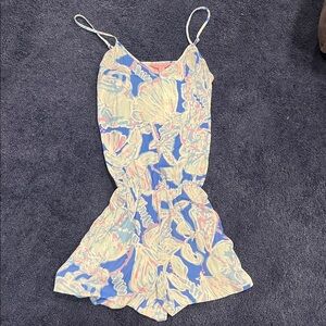 Lilly Pulitzer Blue and Cream Floral Romper